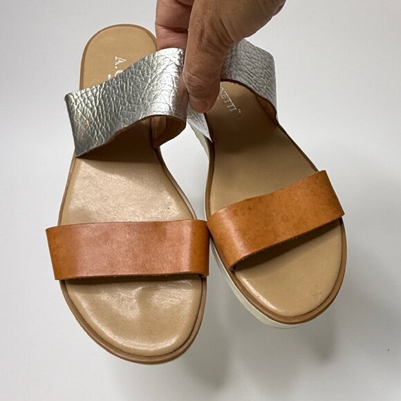 🤍 A Giannetti Bohemian Flat Slide Sandals Double Leather Straps Italy Sz 8 - Picture 8 of 10